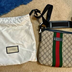 GG Supreme Monogram Web Messenger Bag Black